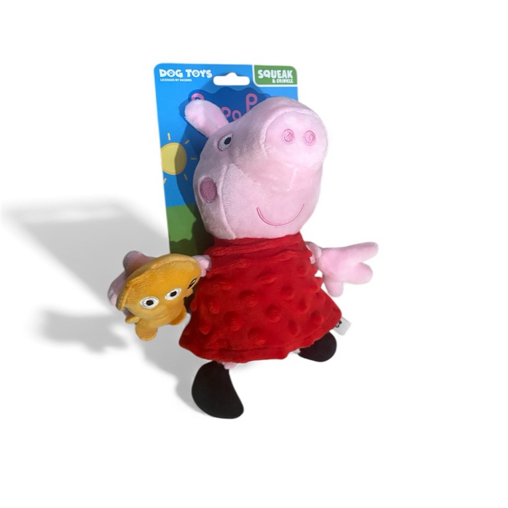 Peppa Pig Dog Toy it Squeaks & Crinkles. New with tags Approximately 8” Tall
